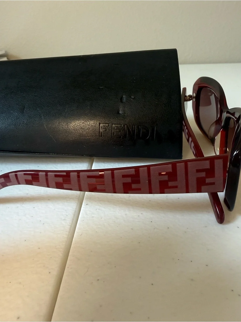Fendi Burgundy Oversized Rectangular Sunglasses